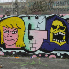 He-Man and Skeletor graffiti close-up